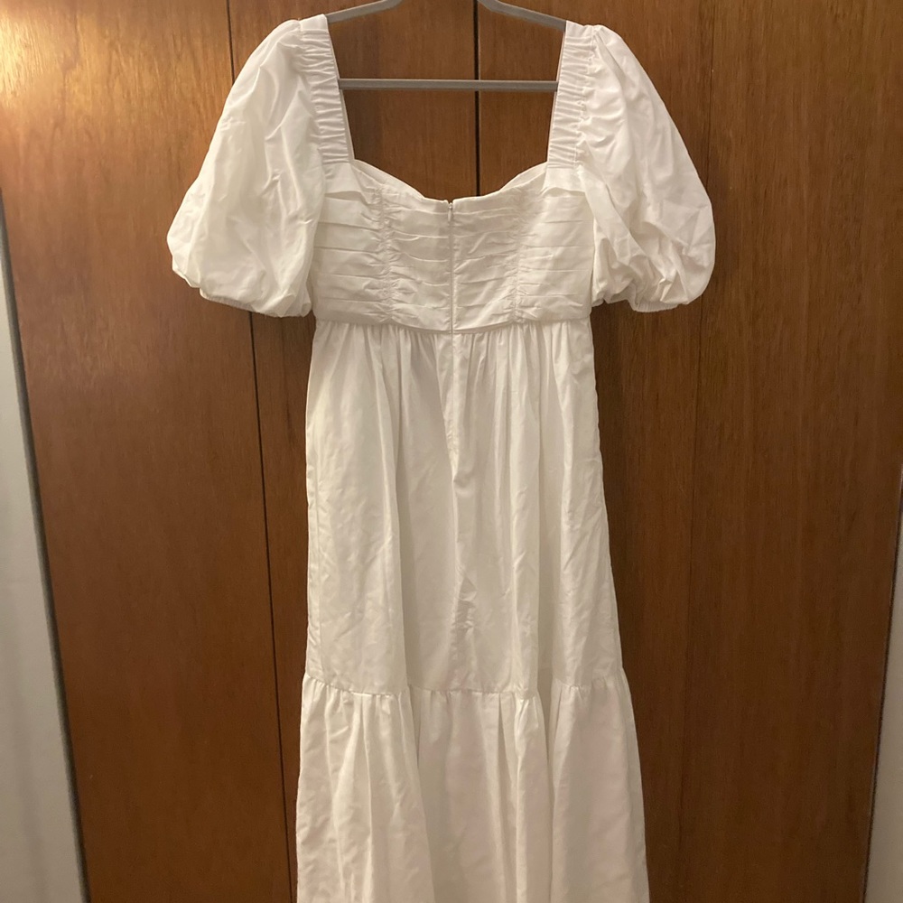 Self-Portrait White Taffeta Puff Sleeve Dress - Picture 4 of 5